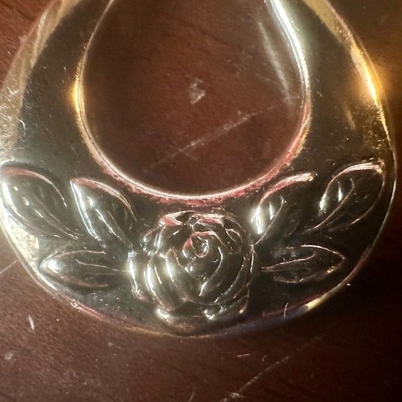 New. Rose embellished Gold/Brass 1" Huggie Hoop Earrings from Urban Outfitters - Picture 2 of 5